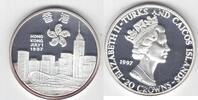20 CROWNS TURKS & CAICOS ISLANDS SILVER COIN YEAR KM#222 HONG KONG RETURN -