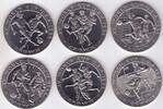1 CROWN ISLE OF MAN RARE 6 X UNC COINS SET 1994 YEAR KM#364-374 SOCCER FOOTBALL -