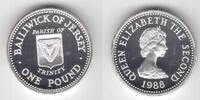  JERSEY - SILVER   PROOF COIN YEAR KM#73a TRINITY 1 POUND 1988 