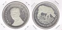 50 BAHT THAILAND - SILVER PROOF COIN YEAR Y#102a RHINO -