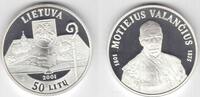 50 LITU LITHUANIA PROOF SILVER COIN YEAR KM#129 200th Motiejus Valančius -
