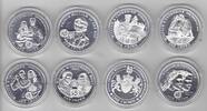 1 CROWN TRISTAN DA CUNHA SILVER PLATED 8 X PROOF COINS WILLIAM & CATHERINE -