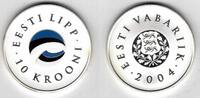  ESTONIA - COLORED SILVER PROOF   COIN YEAR KM#40 ESTONIAN FLAG 10 KROONI 2004 
