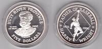 HUTT RIVER PROVINCE - SILVER PROOF 5$ COIN YEAR BASEBALL HARRY WRIGHT -