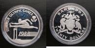  BARBADOS - SILVER UNC 20$ COIN YEAR KM#49 SEOUL OLYMPIC GAMES  1988 