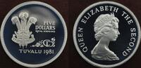  TUVALU - SILVER PROOF   COIN YEAR CHARLES & DIANA WEDDING KM#12a 5 DOLLARS 1981 