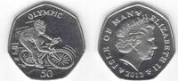  ISLE OF MAN RARE   UNC COIN YEAR OLYMPIC CYCLING KM#1491 CAVENDISH 50 PENCE 2012 
