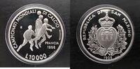  SAN MARINO RARE SILVER PROOF   COIN YEAR KM#376 FRANCE SOCCER 10000 LIRA 1998 