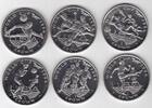 CROWN GIBRALTAR 6 X UNC COINS YEAR KM#225-235 SOCCER FOOTBALL USA WORLD CUP -