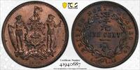  BRITISH NORTH BORNEO RARE   UNC COIN 1890-H YEAR KM#2 SPECIMEN PCGS SP63RB 1 CENT  