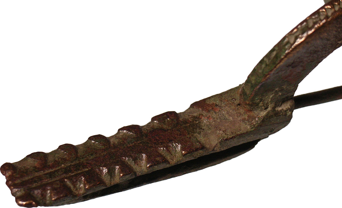 Römische Zwiebelknopffibel Gewandfibel mit Verzierung, RÖMER vorzüglich