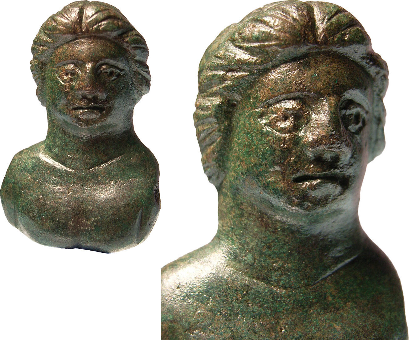 Römisch Büste eines Jünglings, Bronze Applikation 2. - 3. Jh. n. Chr ...