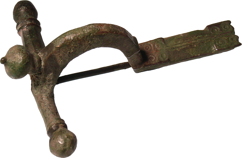 Römische Zwiebelknopffibel (2) Mit Verzierung Aus Bronze Antike Römer