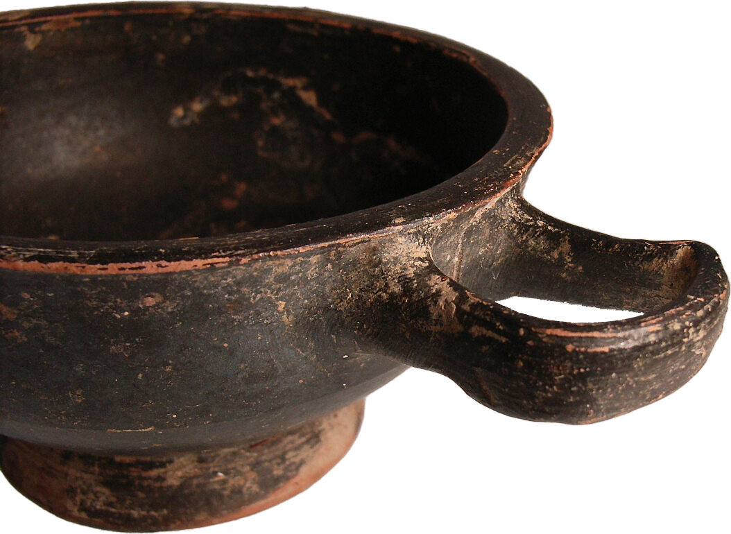 Attisch Henkelgefäß, griechische Schwarzfirnis Keramik