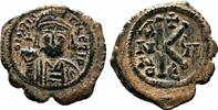 Byzantine Empire Half-Follis MAURICE TIBERIUS AE Half-Follis. EF-. Constantinople mint. AD 588-589. -