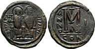 Byzantine Empire Follis JUSTIN II AE Follis. EF-. Empress Sophia in obverse. Year 1. Constantinople mint -