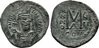 Byzantine Empire Follis MAURICE TIBERIUS AE Follis. EF-. Constantinople mint, year 7. -