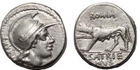 Roman Republic Denarius P. Satrienus AR Denarius. EF-/EF. 77 BC. She-Wolf.