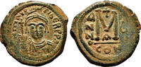 Byzantine Empire Follis MAURICE TIBERIUS AE Follis. VF+/EF-. Constantinople mint, year 5. -