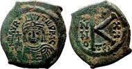 Byzantine Empire Half-Follis MAURICE TIBERIUS AE Half-Follis. EF-/EF. Thessalonica mint. -