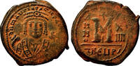 Byzantine Empire Follis MAURICE TIBERIUS AE Follis. EF-/VF+. Antioch mint. Year 14. -