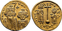 Byzantine Empire ca. 662-667 AD CONSTANS II with CONSTANTINE IV AU Solidus. EF+. Constantinople. SUP
