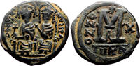 Byzantine Empire Follis JUSTIN II AE Follis. EF-. Empress Sophia in obverse. Nicomedia mint. -