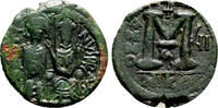 Byzantine Empire Follis JUSTIN II AE Follis. VF+/EF-. Empress Sophia in obverse. Nicomedia mint. -