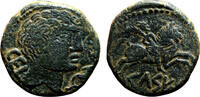 As Circa 45-44 BC Roman Provincial CELTIC AE As. VF+. Bilingual issue. Circa 45-44 BC. Horseman. VF+