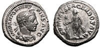 Roman Empire Denarius ELAGABALUS AR Denarius. EF/VF+. The highest priest. -