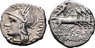 Denarius 137 BC Roman Republic M. Baebius Q.f. Tampilus AR Denarius. VF+. Rome, 137 BC. VF+
