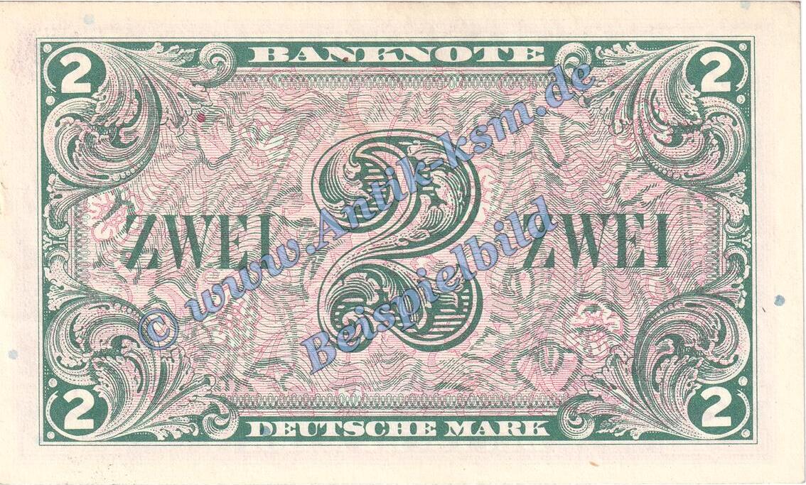 BDL Kopfgeld 2 Mk. A-B Banknote, 2 Mark Schein in kfr. WBZ-3, Ros.234 ...