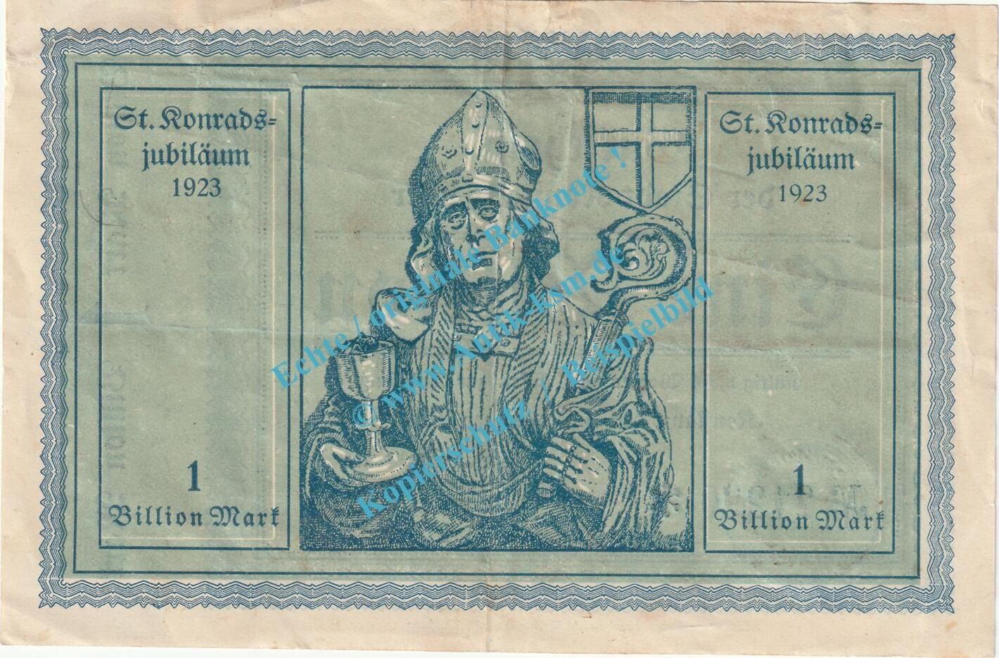 Inflation 1923 DE 1 Bio. Mk. Konstanz, Banknote 1 Billion Mark Schein ...