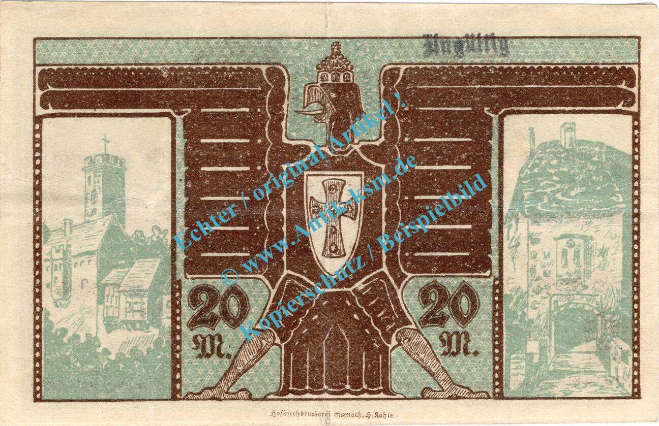 Großnotgeld 1918 20 Mk. Eisenach, Notgeld 20 Mark Schein In Gbr.E ...