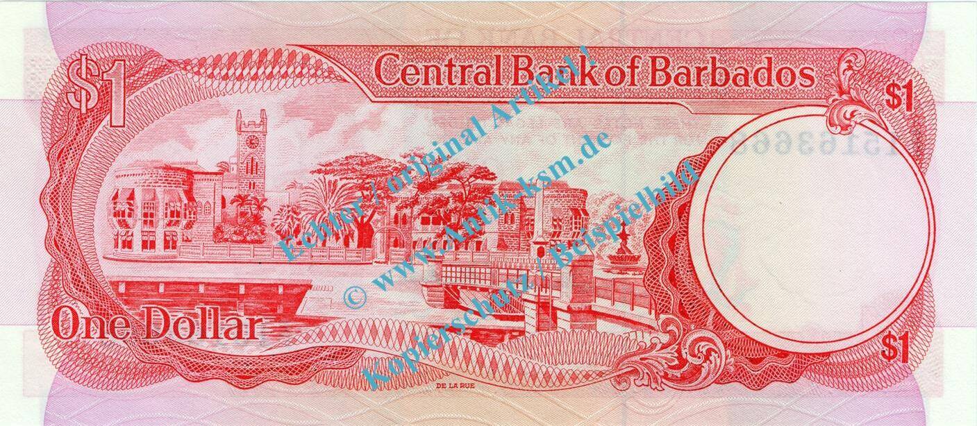 Banknote Barbados, 1 Dollar Schein -S.J.Prescod- ND 1973 in unc - kfr 1 ...