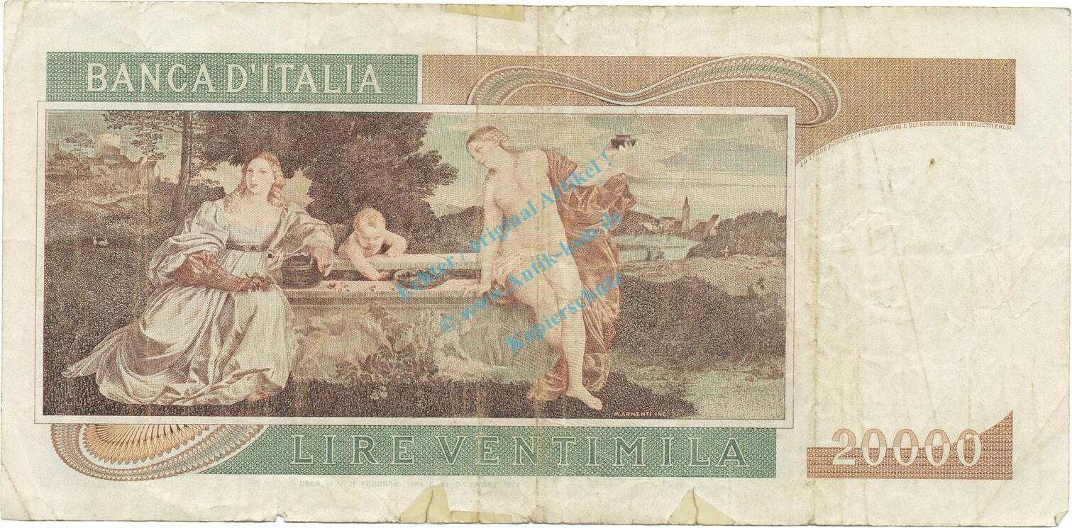 Italia / Italien Banknote Italien, 20.000 Lire Schein 1975 WPM.104 ...