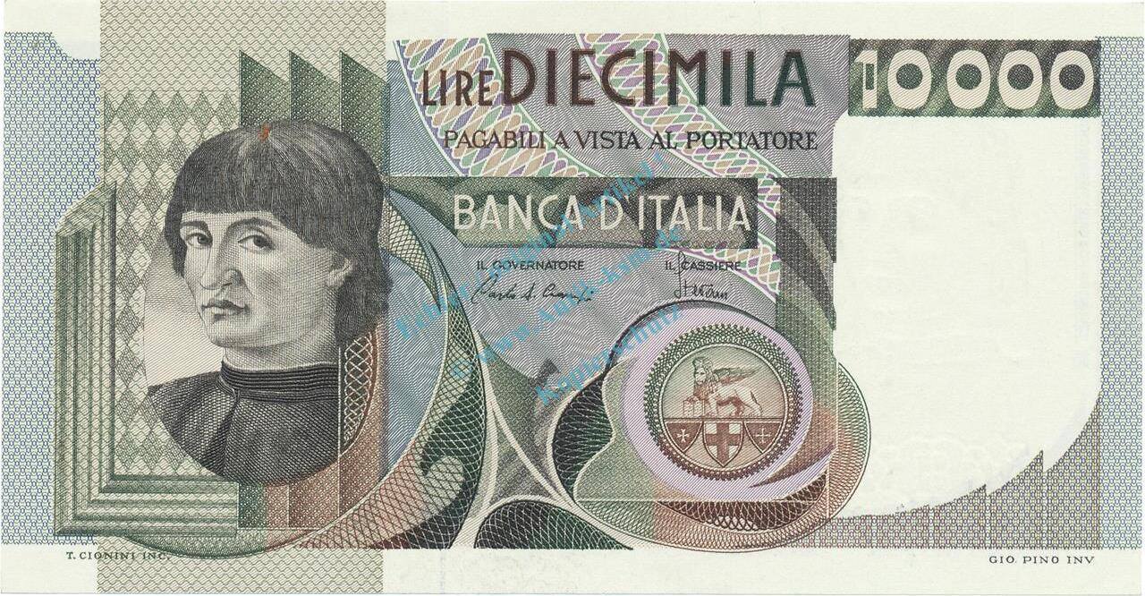 Italia / Italien Banknote Italien, 10.000 Lire Schein unc-kfr. 1976-84 ...