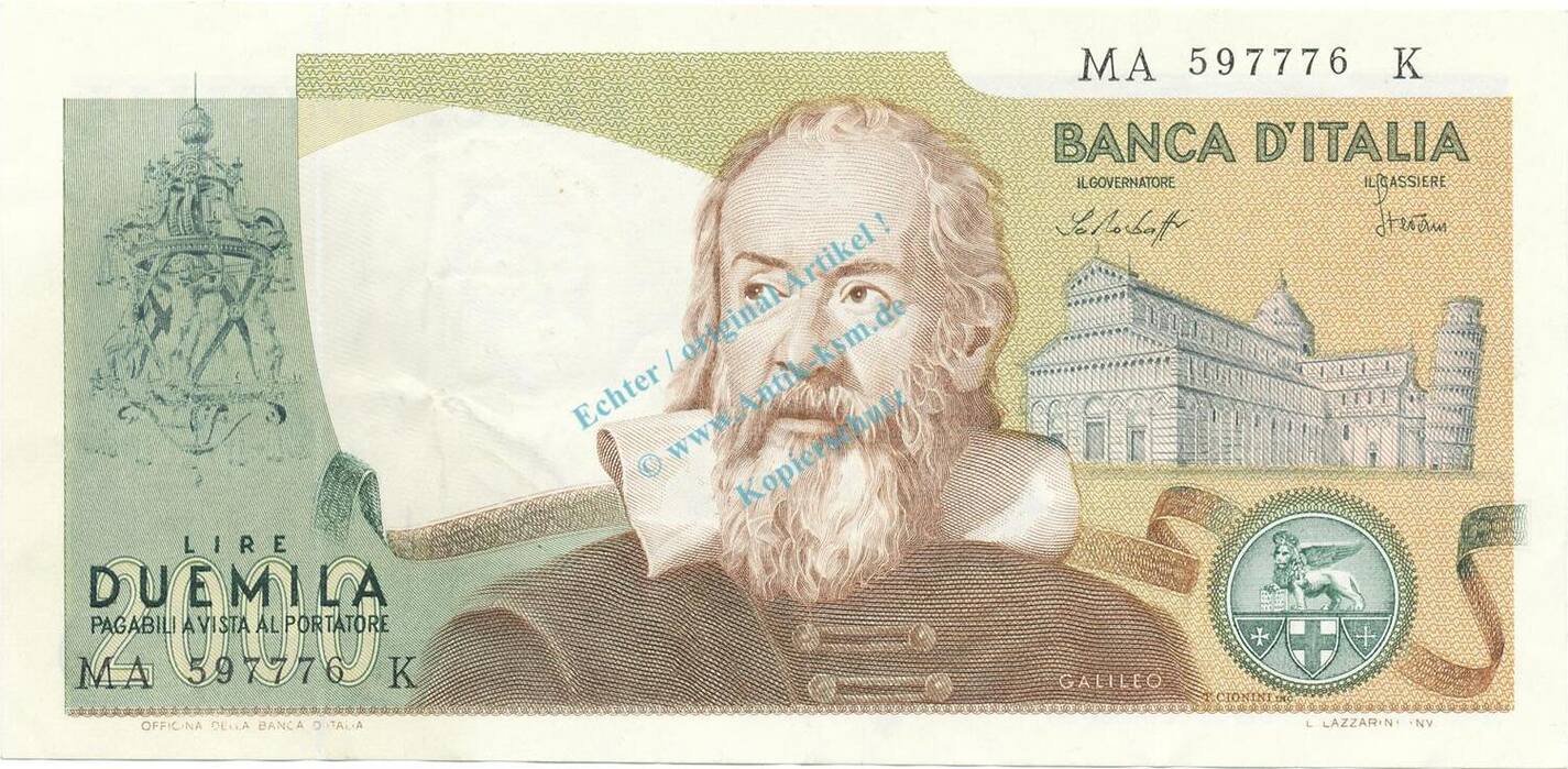 Italia / Italien Banknote Italien, 2.000 Lire Schein L-gbr. 1973-76 ...