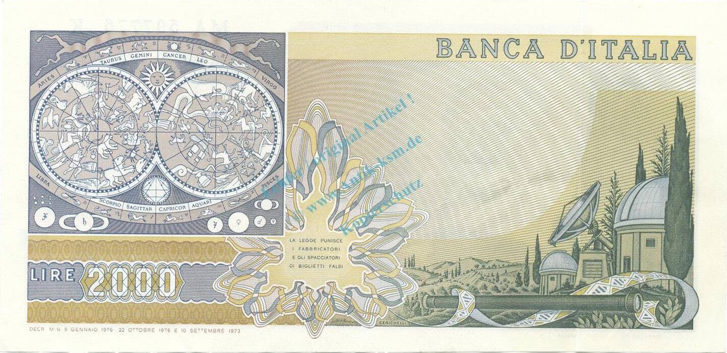 Italia / Italien Banknote Italien, 2.000 Lire Schein L-gbr. 1973-76 ...