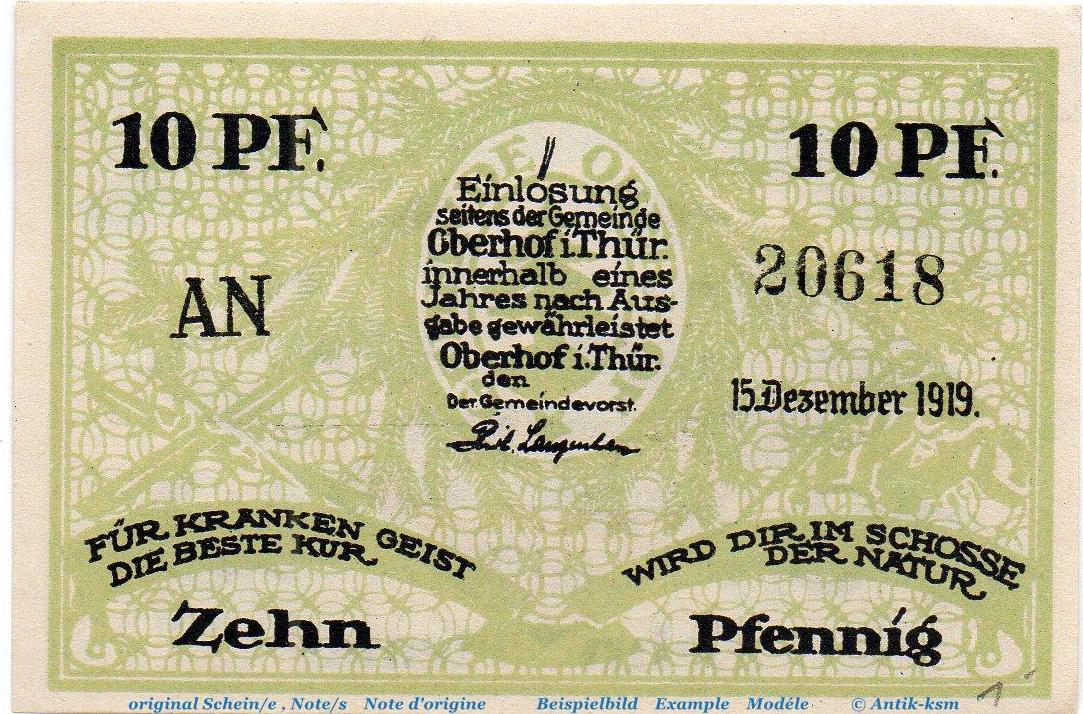 Seriennotgeld Deutschland 10 Pfennig Nr 6 Flammchen 1919 Notgeld Der Gemeinde Oberhof 996 3 10 Pfennig Nr 6 Wz Flammchen In Kfr Kfr Unc Ma Shops