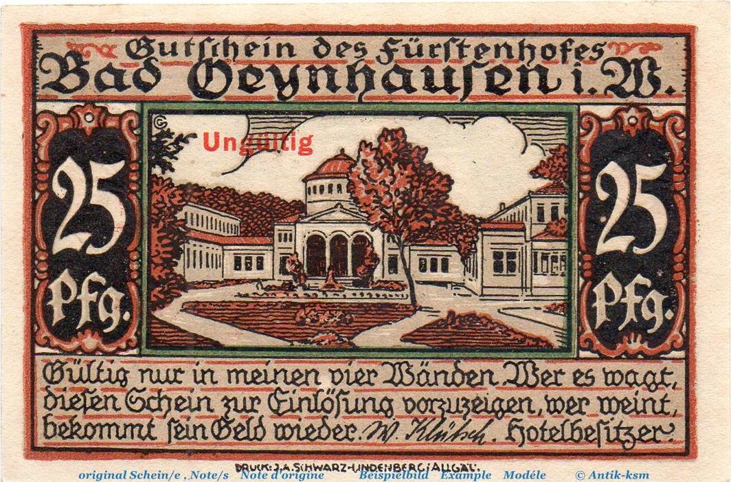 Seriennotgeld Deutschland O.D. 1921 Notgeld W. Klütsch Bad Oeynhausen ...