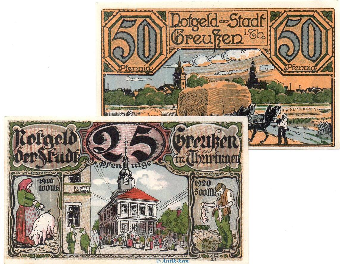 Seriennotgeld Deutschland 2 Scheine kompl. o.D. 1921 2 x ...