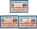 Seriennotgeld 3 Scheine kompl. Notgeld Stadt Rothenburg 1142.1 , Set mit 3 Scheinen in kfr. von 1921 , Bayern -