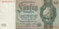 Großdeutsches Reich 1933 - 1945 50 Mark Schein Reichsbanknote , 50 Mark Schein -B- in gbr. DEU-210.a, Ros.175, P.182 , 1933 -