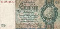 Großdeutsches Reich 1933 - 1945 50 Mark Schein, -C- f bis k Reichsbanknote , 50 Mark Schein -C1- in gbr. DEU-210.b, Ros.175, P.182 , 1933 -