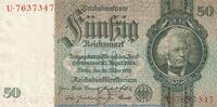 Großdeutsches Reich 1933 - 1945 50 Mark Schein, -D- q bis u Reichsbanknote , 50 Mark Schein -D1- in kfr. DEU-210.a, Ros.175, P.182 , 1933 -