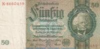 DE 50 Mk. X-1 Reichsbanknote , 50 Mark Schein -X1- in gbr. DEU-210.a, Ros.175, P.182 , 1933 -