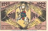 Seriennotgeld Deutschland Notgeld Grünberg 200 Pf. Nr.2 Notgeld Stadt Grünberg 488.1 , 200 Pfennig Schein Nr.2 in kfr von 1922 , Hessen -