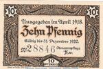 Notgeld DE 10 Pf. Notgeld Amtskörperschaft Vaihingen , 10 Pfennig Schein in kfr. Tieste 7570.05.05 -