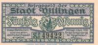 Notgeld DE 50 Pf. Notgeld Stadt Villingen , 50 Pfennig Schein in kfr. Tieste 7600.05.01 von 1918 -